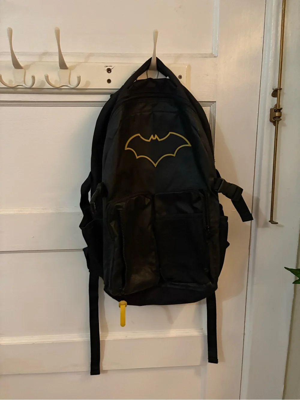 Black Backpack with Yellow Bat Emblem